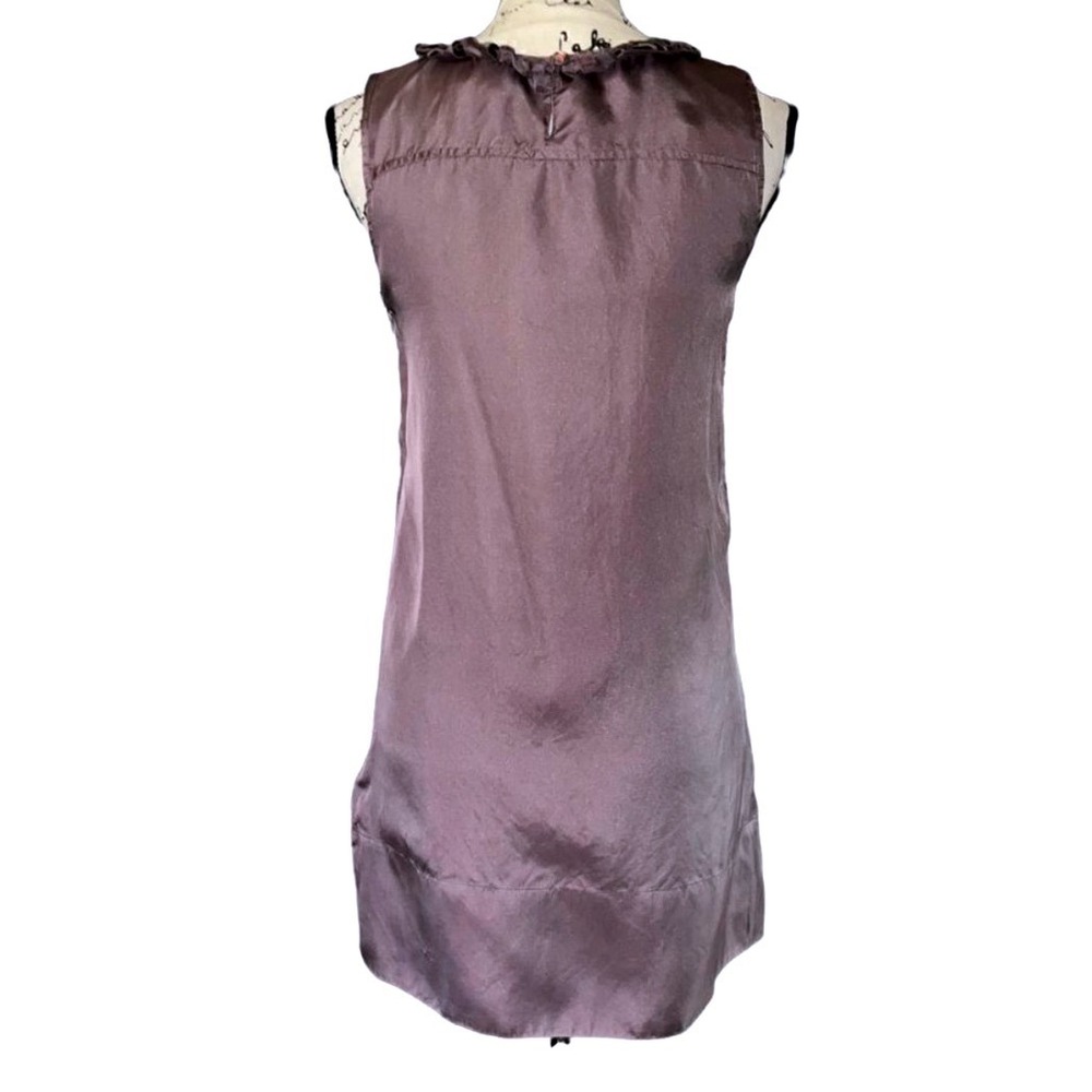 Trinity Silk Dress Ruffled Neckline Pleated Front - Picture 2 of 5